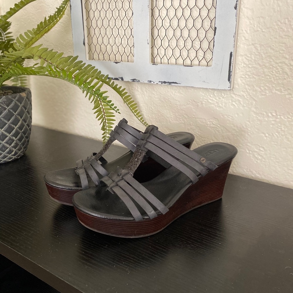UGG strappy high heel sandal wedges